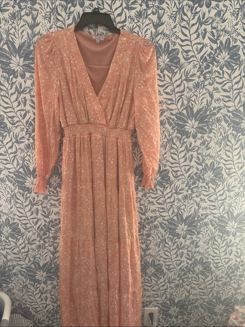 Vici BTDL LIFE Peach STARRY V-Neck Long Sleeve Maxi Dress